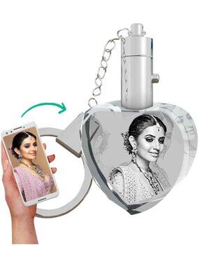 Personalized 3D Crystal Keychain - Custom Laser Photo Gift, Unique Home Decor